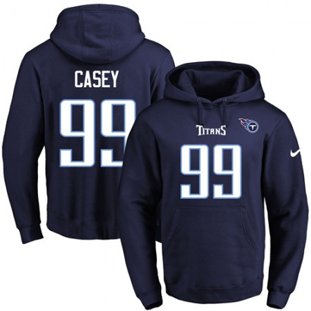 Titans #99 Jurrell Casey Navy Blue Name & Number Pullover NFL Hoodie