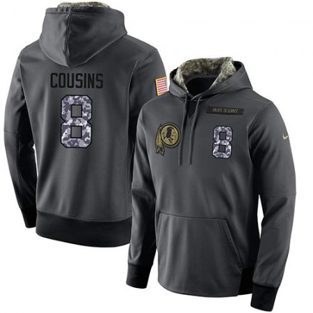 NFL Men's Washington Redskins #8 Kirk Cousins Stitched Black Anthracite Salute to Service Player Performance Hoodie