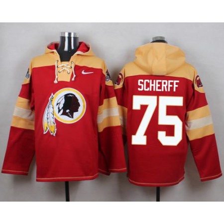 Redskins #75 Brandon Scherff Burgundy Red Player Pullover NFL Hoodie
