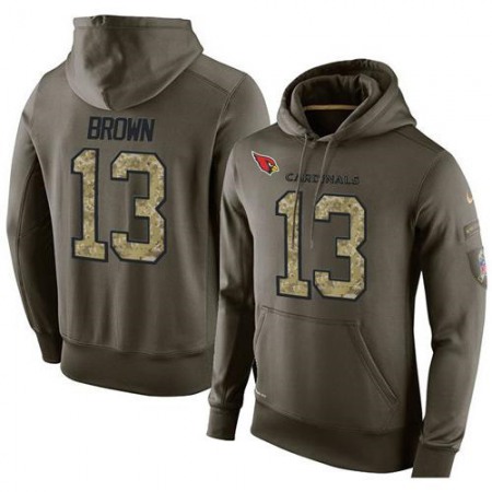 NFL Men's Arizona Cardinals #13 Jaron Brown Stitched Green Olive Salute To Service KO Performance Hoodie