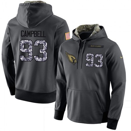 NFL Men's Arizona Cardinals #93 Calais Campbell Stitched Black Anthracite Salute to Service Player Performance Hoodie