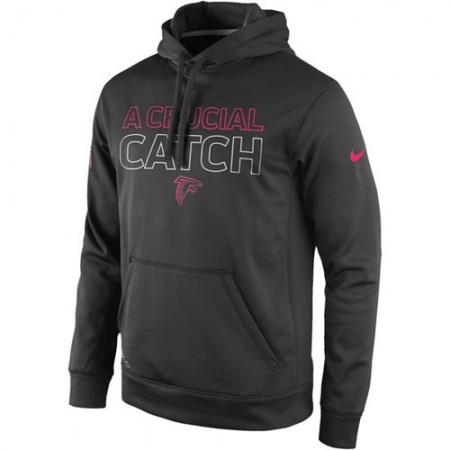 Atlanta Falcons Breast Cancer Awareness KO Pullover Performance Hoodie Charcoal