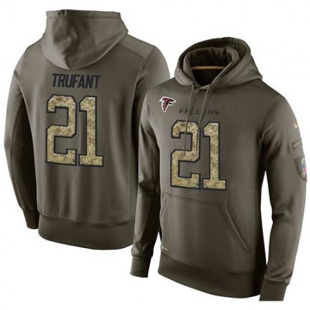 NFL Men's Atlanta Falcons #21 Desmond Trufant Stitched Green Olive Salute To Service KO Performance Hoodie