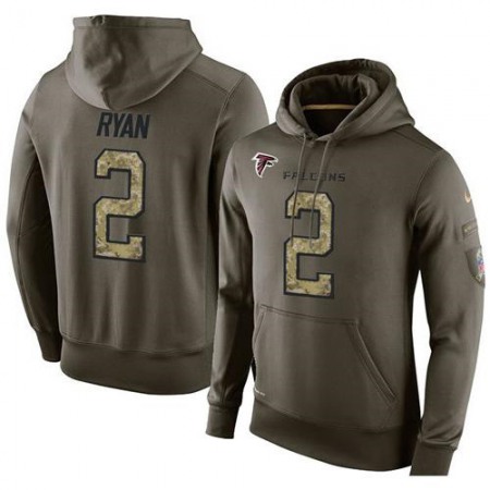 NFL Men's Atlanta Falcons #2 Matt Ryan Stitched Green Olive Salute To Service KO Performance Hoodie