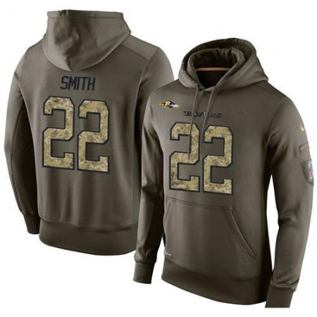 NFL Men's Baltimore Ravens #22 Jimmy Smith Stitched Green Olive Salute To Service KO Performance Hoodie