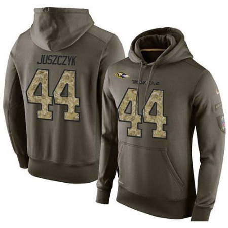 NFL Men's Baltimore Ravens #44 Kyle Juszczyk Stitched Green Olive Salute To Service KO Performance Hoodie