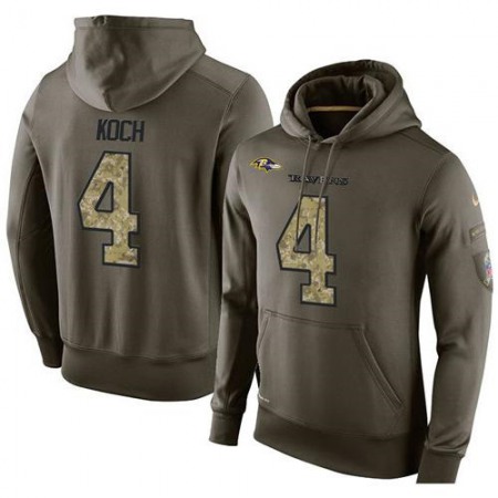NFL Men's Baltimore Ravens #4 Sam Koch Stitched Green Olive Salute To Service KO Performance Hoodie