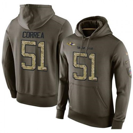 NFL Men's Baltimore Ravens #51 Kamalei Correa Stitched Green Olive Salute To Service KO Performance Hoodie