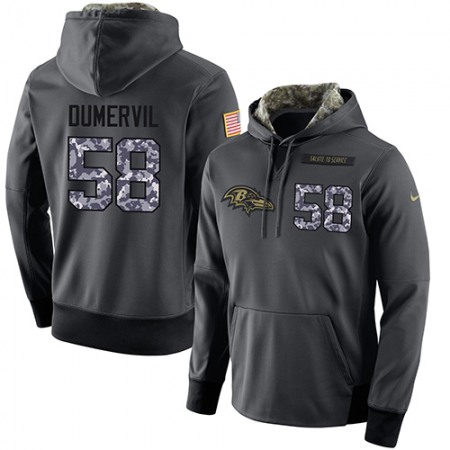 NFL Men's Baltimore Ravens #58 Elvis Dumervil Stitched Black Anthracite Salute to Service Player Performance Hoodie