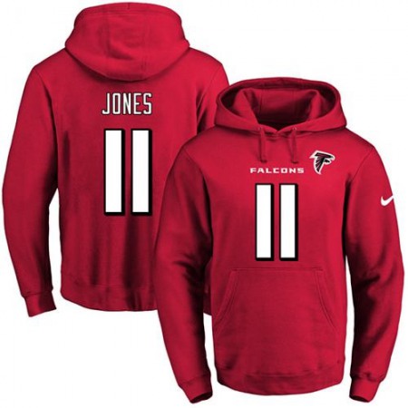 Falcons #11 Julio Jones Red Name & Number Pullover NFL Hoodie