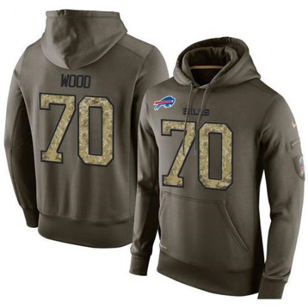NFL Men's Buffalo Bills #70 Eric Wood Stitched Green Olive Salute To Service KO Performance Hoodie