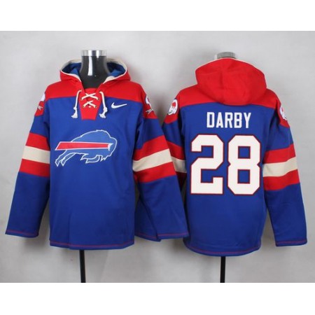 Bills #28 Ronald Darby Royal Blue Player Pullover NFL Hoodie