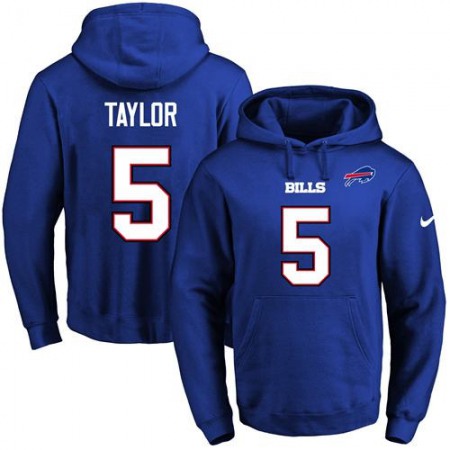 Bills #5 Tyrod Taylor Royal Blue Name & Number Pullover NFL Hoodie