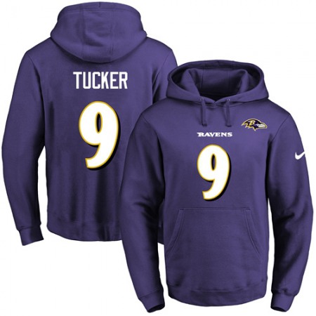 Ravens #9 Justin Tucker Purple Name & Number Pullover NFL Hoodie