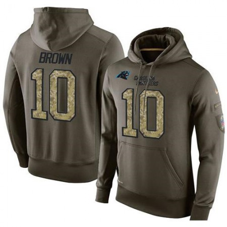 NFL Men's Carolina Panthers #10 Corey Brown Stitched Green Olive Salute To Service KO Performance Hoodie