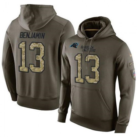 NFL Men's Carolina Panthers #13 Kelvin Benjamin Stitched Green Olive Salute To Service KO Performance Hoodie