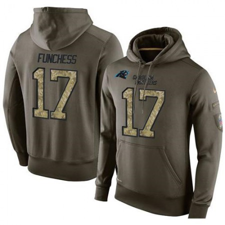 NFL Men's Carolina Panthers #17 Devin Funchess Stitched Green Olive Salute To Service KO Performance Hoodie