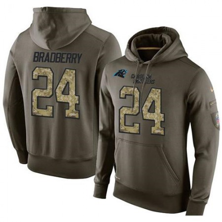 NFL Men's Carolina Panthers #24 James Bradberry Stitched Green Olive Salute To Service KO Performance Hoodie
