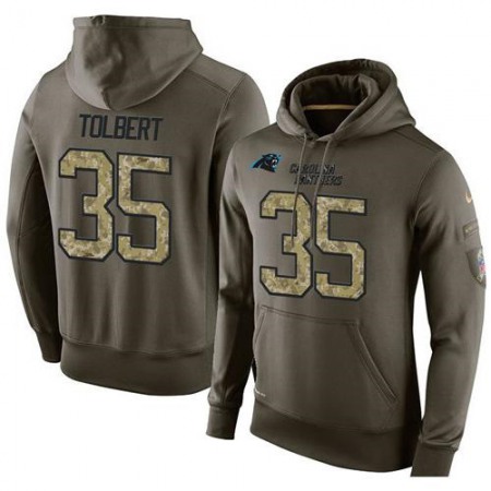 NFL Men's Carolina Panthers #35 Mike Tolbert Stitched Green Olive Salute To Service KO Performance Hoodie