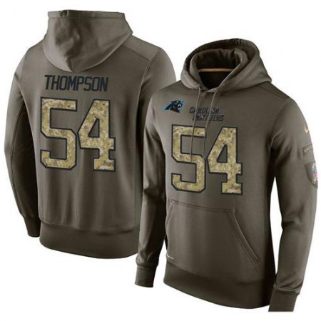 NFL Men's Carolina Panthers #54 Shaq Thompson Stitched Green Olive Salute To Service KO Performance Hoodie