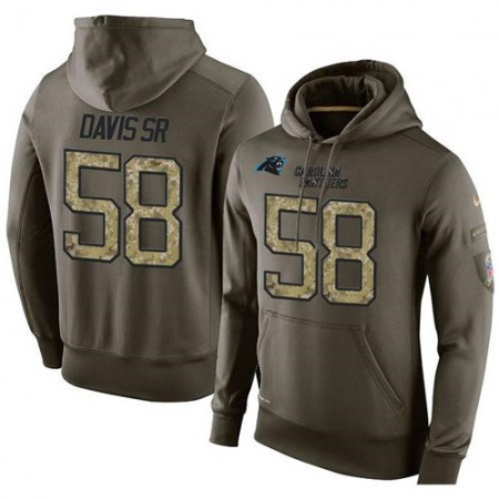 NFL Men's Carolina Panthers #58 Thomas Davis Sr Stitched Green Olive Salute To Service KO Performance Hoodie