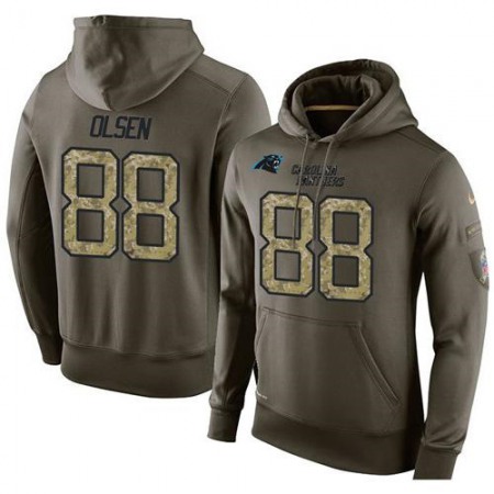 NFL Men's Carolina Panthers #88 Greg Olsen Stitched Green Olive Salute To Service KO Performance Hoodie
