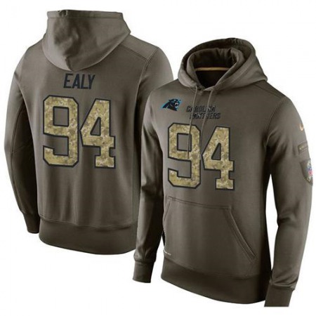 NFL Men's Carolina Panthers #94 Kony Ealy Stitched Green Olive Salute To Service KO Performance Hoodie