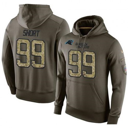 NFL Men's Carolina Panthers #99 Kawann Short Stitched Green Olive Salute To Service KO Performance Hoodie