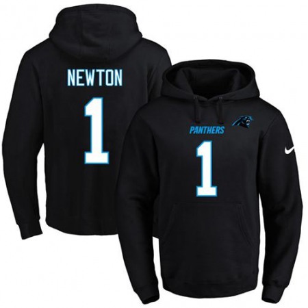 Panthers #1 Cam Newton Black Name & Number Pullover NFL Hoodie