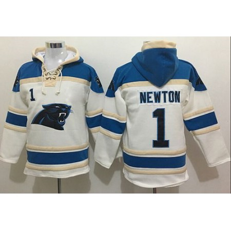 Panthers #1 Cam Newton White Sawyer Hoodie Sweatshirt NFL Hoodie