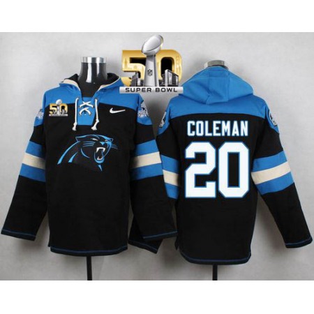 Panthers #20 Kurt Coleman Black Super Bowl 50 Player Pullover NFL Hoodie
