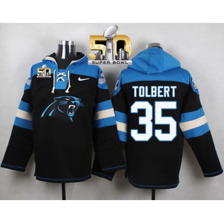Panthers #35 Mike Tolbert Black Super Bowl 50 Player Pullover NFL Hoodie