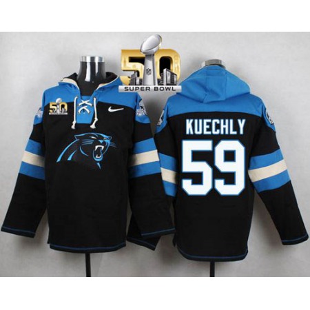 Panthers #59 Luke Kuechly Black Super Bowl 50 Player Pullover NFL Hoodie