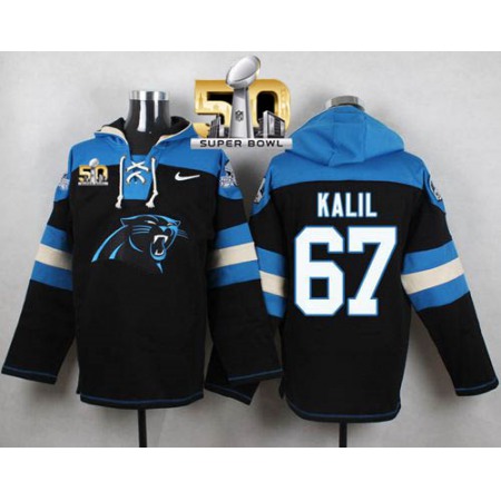 Panthers #67 Ryan Kalil Black Super Bowl 50 Player Pullover NFL Hoodie