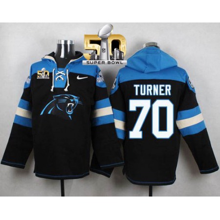 Panthers #70 Trai Turner Black Super Bowl 50 Player Pullover NFL Hoodie
