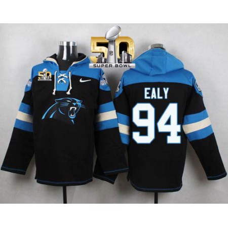 Panthers #94 Kony Ealy Black Super Bowl 50 Player Pullover NFL Hoodie