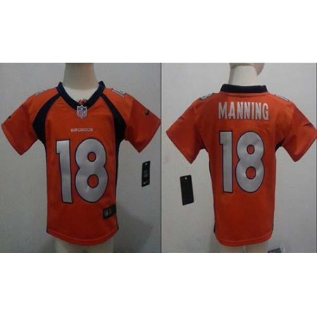 Toddler Broncos #18 Peyton Manning Orange Team Color Stitched NFL Elite Jersey