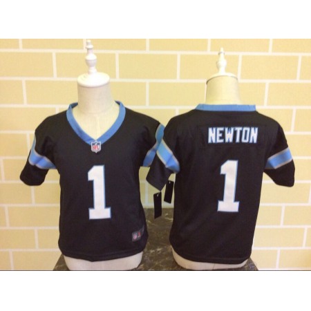 Toddler Carolina Panthers #1 Cam Newton Black Stitched NFL Jersey