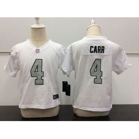 Toddler Oakland Raiders #4 Derek Carr White Stitched NFL Jersey