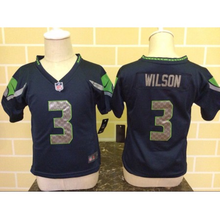 Toddler Seattle Seahawks #3 Russell Wilson Navy Blue Stitched NFL Jersey