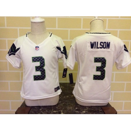 Toddler Seattle Seahawks #3 Russell Wilson White Stitched NFL Jersey