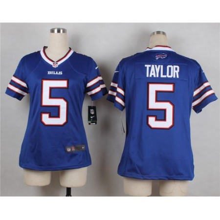 Bills #5 Tyrod Taylor Royal Blue Team Color Women's Stitched NFL Elite Jersey