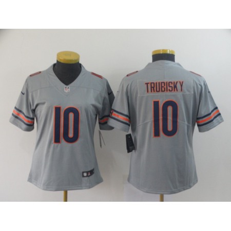 Women's Chicago Bears #10 Trubisky 2019 Silver Inverted Legend Stitched NFL Jersey(Runs Small)