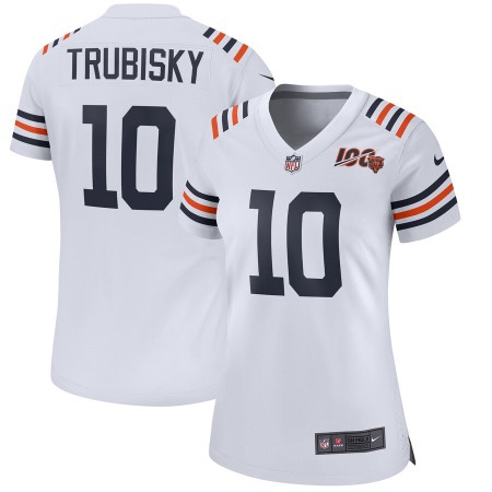 Women's Chicago Bears #10 Trubisky White 2019 100th Season Limited Stitched NFL Jersey