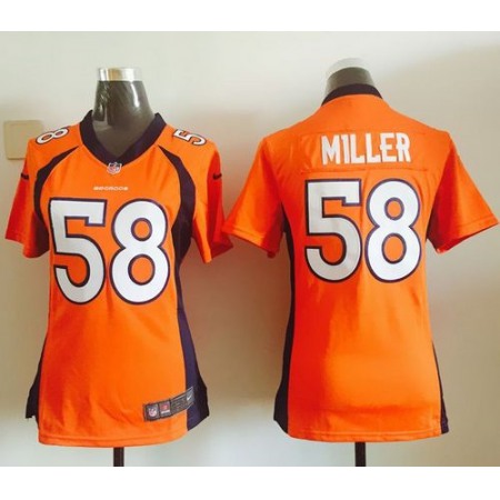 Broncos #58 Von Miller Orange Team Color Women's Stitched NFL Elite Jersey