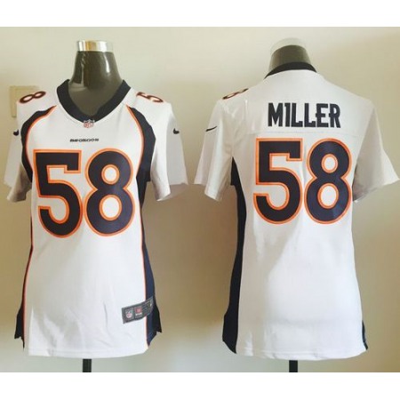 Broncos #58 Von Miller White Women's Stitched NFL Elite Jersey
