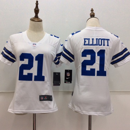 Women's Dallas Cowboys #21 Ezekiel Elliott White Vapor Untouchable Player Limited Stitched NFL Jersey