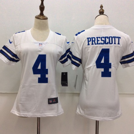 Women's Dallas Cowboys #4 Dak Prescott White Vapor Untouchable Player Limited Stitched NFL Jersey