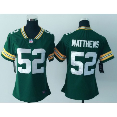 Women's Green Bay Packers #52 Clay Matthews Green Vapor Untouchable Limited Stitched NFL Jersey