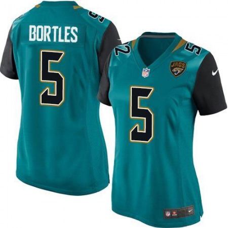Jaguars #5 Blake Bortles Teal Green Team Color Women's Stitched NFL Elite Jersey